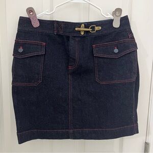 Ralph Lauren Jeans Co. dark denim mini skirt with buckle.  Size 10.